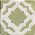 Studio cassius light green ceramic square tile with geometric sage green and white pattern for wall or floor use
