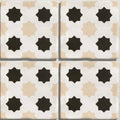 Studio cosmos sand ceramic square ceramic tiles with white beige and black geometric pattern