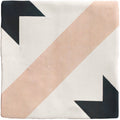 Studio étoile blue star ceramic tile with minimalist black arrow corners and a soft pink diagonal stripe design
