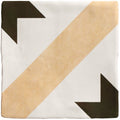 Studio étoile brown star ceramic square tile with minimalist black arrows and beige diagonal stripe on white background