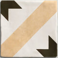 Studio étoile brown star ceramic tile with white base, diagonal beige stripe, and dark brown arrowhead corners