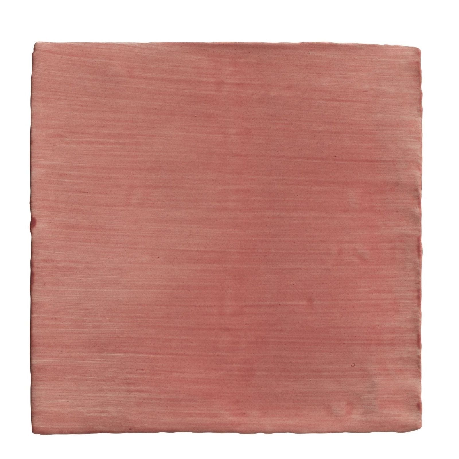A square terracotta textured handpainted ceramic tile from studio jamboree coral field collection