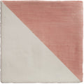 Studio jamboree handpainted ceramic tile with diagonal split in soft pink and creamy white coral tri design