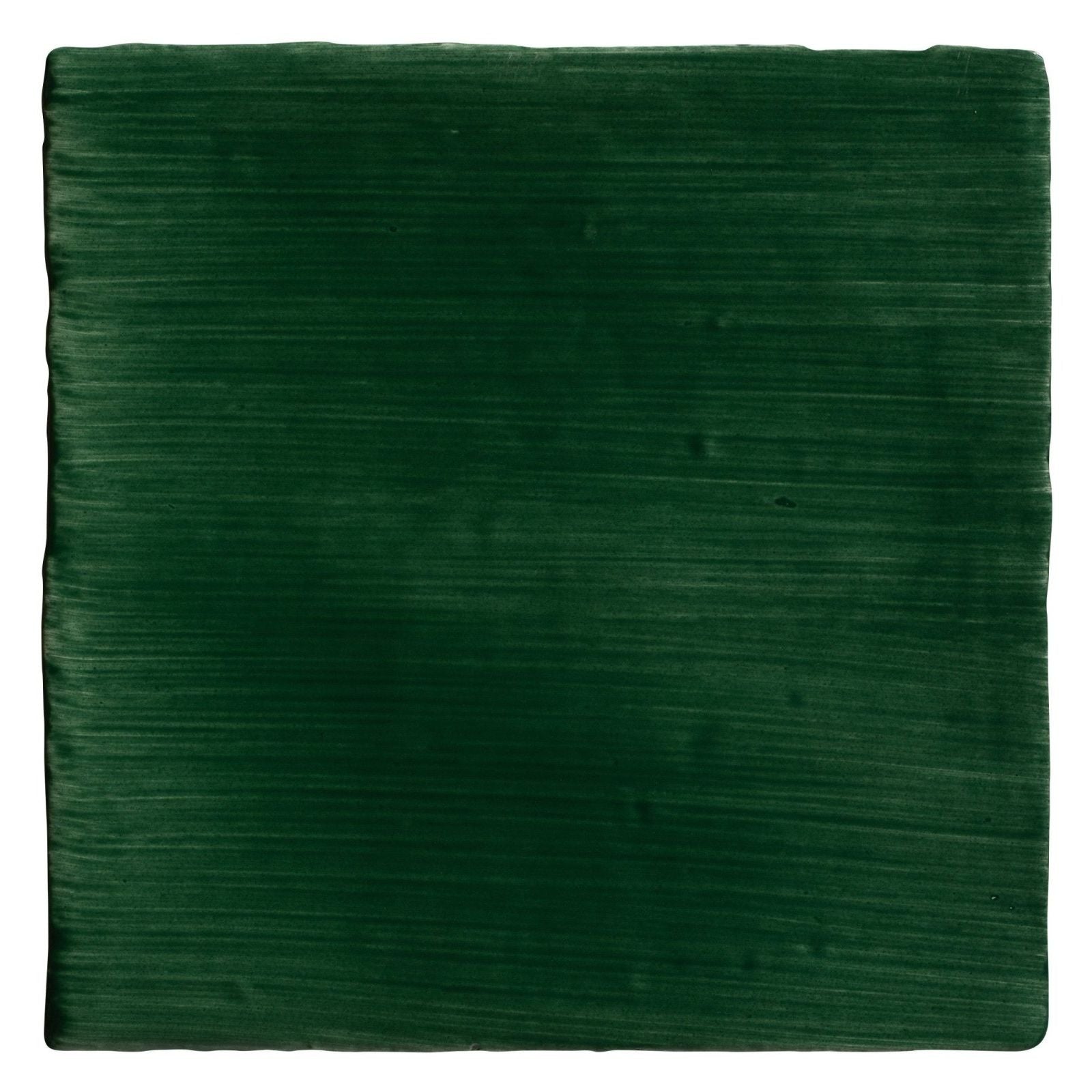 Dark green rectangular ceramic tile with brushed metallic finish from studio jamboree handpainted holly field collection