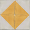 Studio jamboree handpainted ceramic summer tri four square tiles with mustard yellow geometric diamond pattern