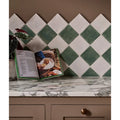 Studio jamboree handpainted ceramic thyme field green and white diamond patterned ceramic tiles