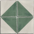 Square handpainted ceramic tile studio jamboree thyme tri with geometric white and muted green triangles and brushstroke texture