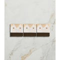 Three rectangular studio minaret brown dot ceramic tiles with beige white and dark brown geometric dot patterns