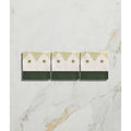Studio minaret green dot ceramic three rectangular white tiles with olive green geometric patterns and gold dots