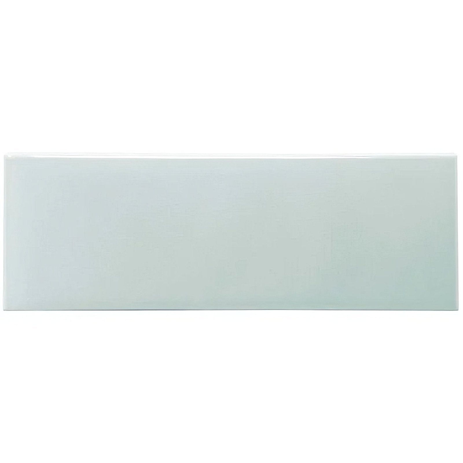 A sleek rectangular ceramic brick tile sudbury with a smooth glossy finish in soft mint green hue