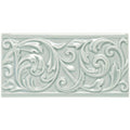 Sudbury buckingham rectangular light green ceramic tile with intricate raised floral and scrollwork design