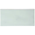 A rectangular glossy light green ceramic sudbury crackle half tile with smooth edges and subtle sheen