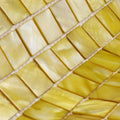 Yellow rectangular mother-of-pearl mosaic tiles with a glossy iridescent finish from summers day 25mm square collection