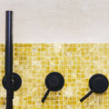 Summers Day 25mm Square golden iridescent mother-of-pearl mosaic with a black showerhead