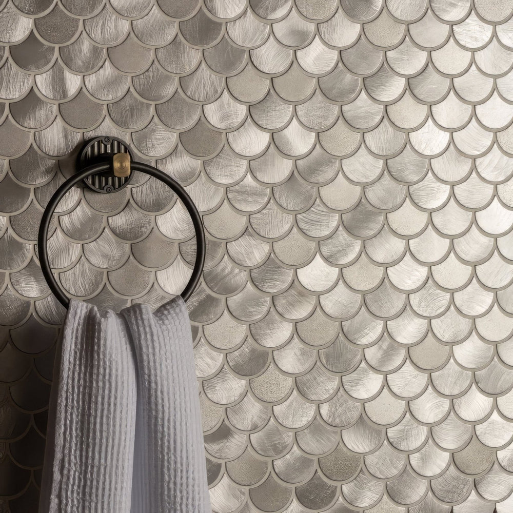 Surtur Silver Brushed Scale Aluminium Mosaic
