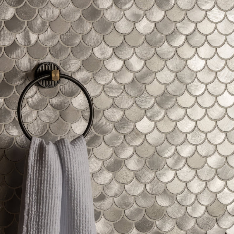 Surtur Silver Brushed Scale Aluminium Mosaic