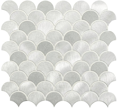 Surtur Silver Brushed Scale Aluminium Mosaic