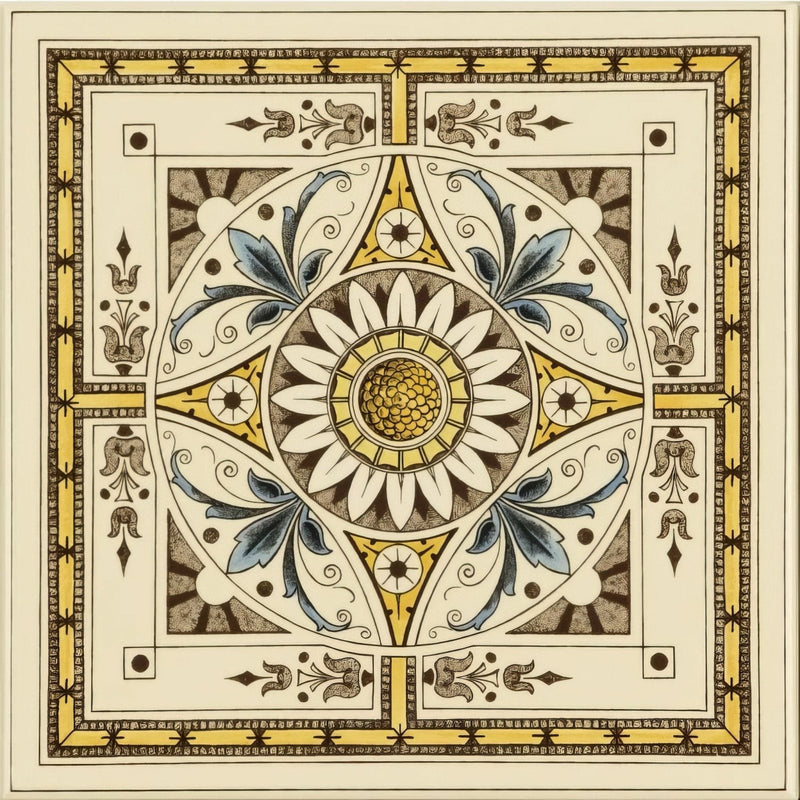 Symmetrical Classical Pattern Single Tile on County White