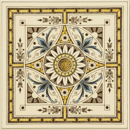 Symmetrical Classical Pattern Single Tile on County White