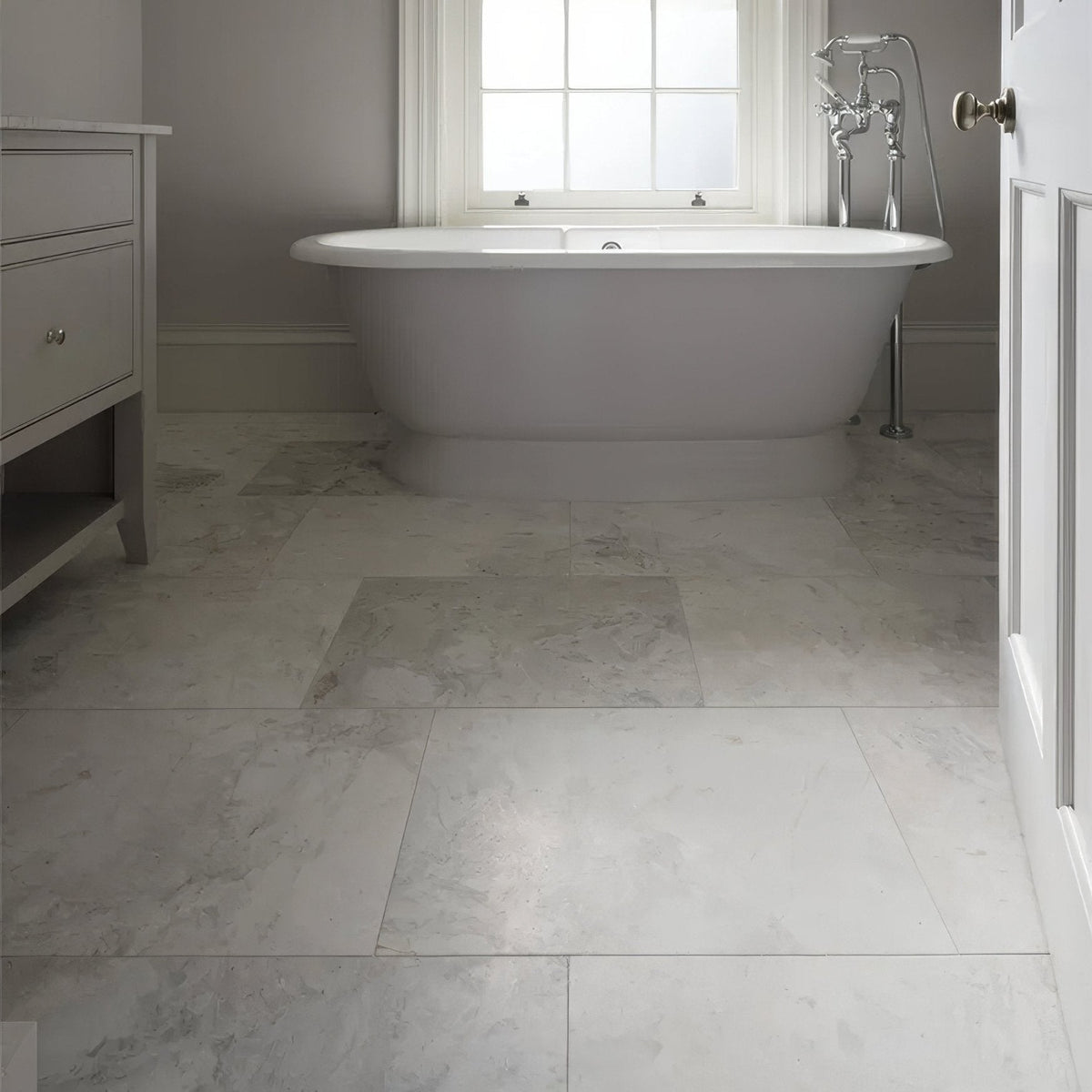 Taj Mahal Marble Honed Finish 61 x 40.6cm in a kitchen setting