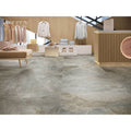 Gray marble effect floor tiles with subtle veining and polished finish in tamesis 1850 dark matt style