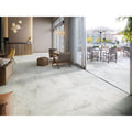 Light gray marble effect floor tiles with subtle veining and smooth polished finish támesis 1850 white matt