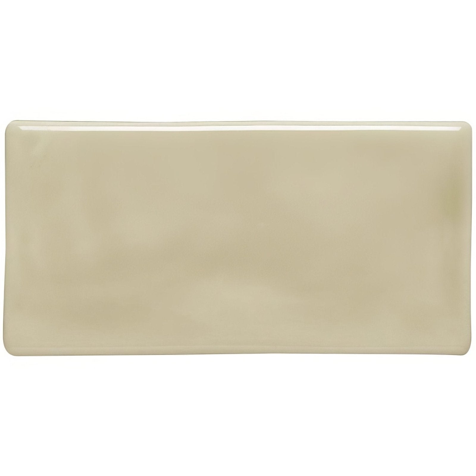 Cream-colored rectangular ceramic tarragon half tile with a smooth glossy finish for wall or backsplash use