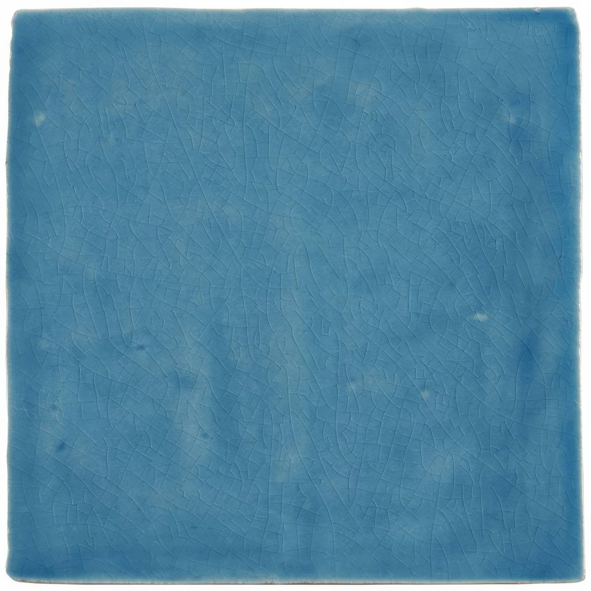 A square blue ceramic field tile teal with a crackled glaze finish perfect for indoor wall applications