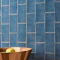 Half tile teal blue ceramic subway tiles with a matte finish and subtle texture for wall use