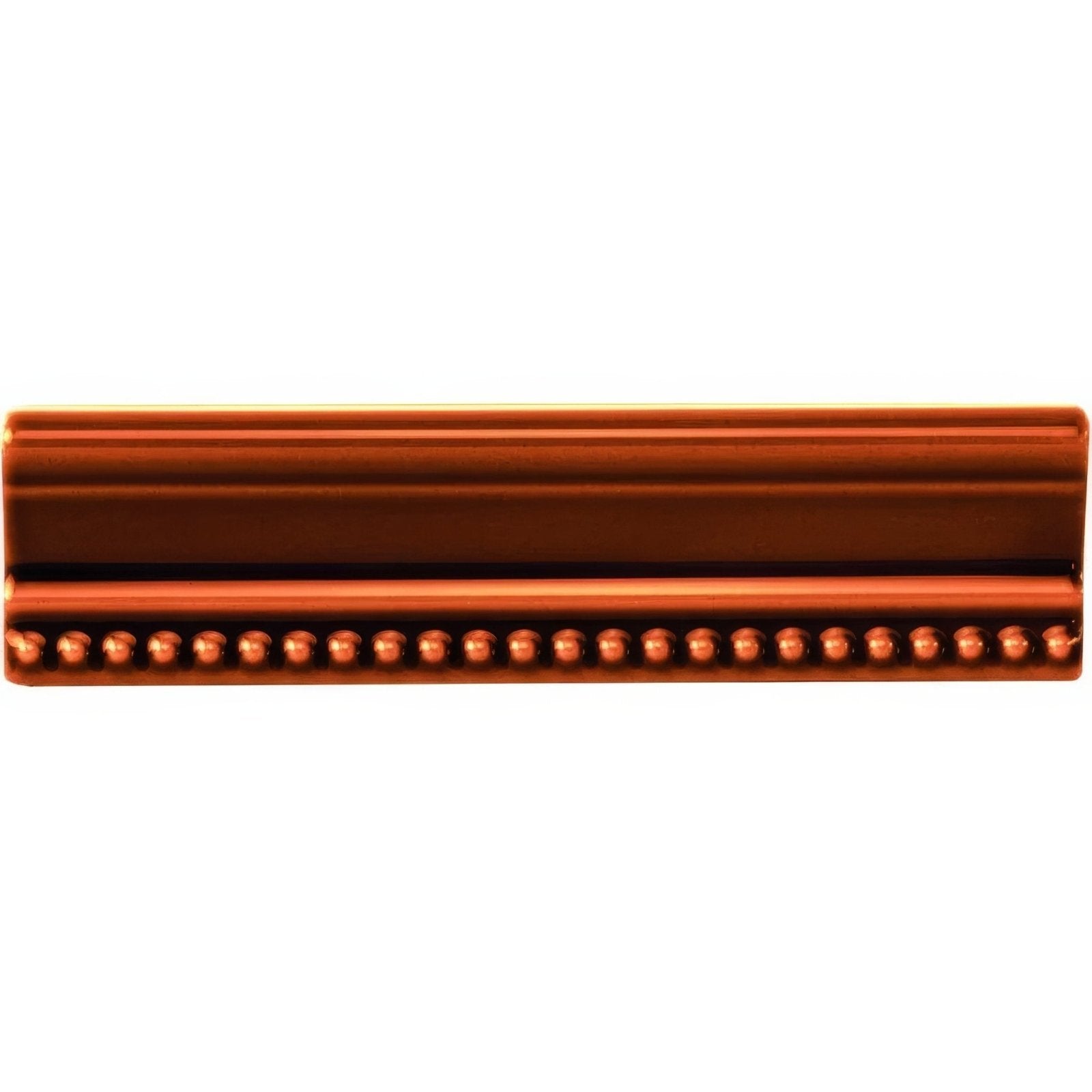 Teapot brown hogarth moulding with copper-colored ceramic decorative beaded edge and three horizontal ridges