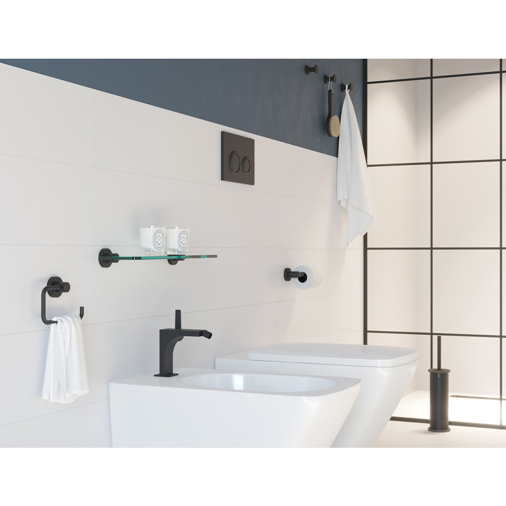 Tecno Project Spare/Open Toilet Roll Holder in Black - Origins Living, view 2