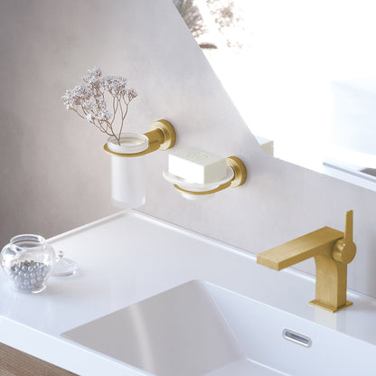 Tecno Project Glass Soap Dish in Brushed Brass - Origins Living, view 2