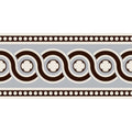 Telford border black on dover white decorative border with dark brown and cream circular motifs on light gray background