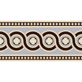 Telford border black on white decorative border with dark brown and cream circular motifs on light gray background