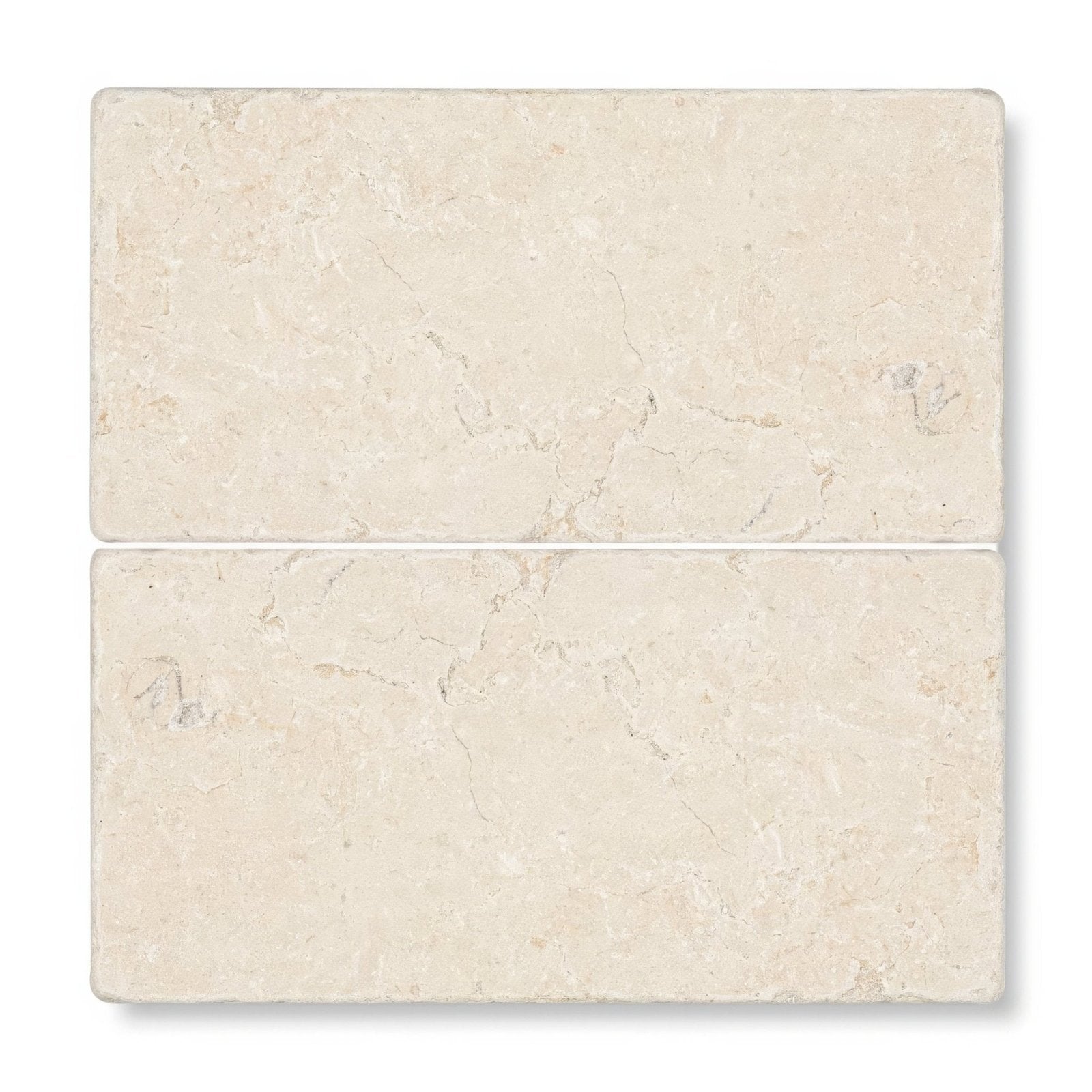 Cream-colored rectangular temple ezra 10 x 20cm tumbled stone tiles with subtle natural veining