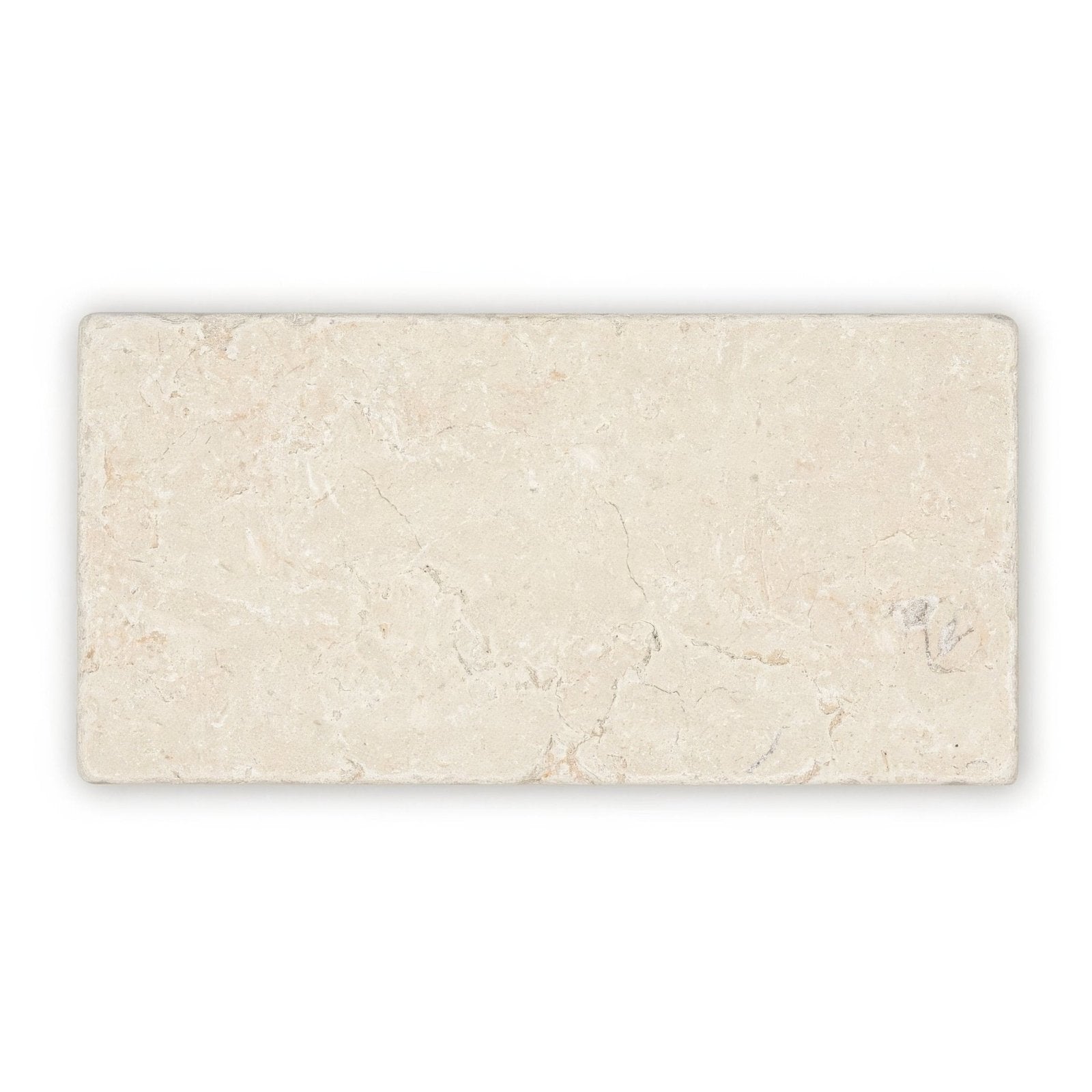 Cream-colored rectangular stone tile temple ezra 10 x 20cm tumbled with subtle natural veining and textured surface