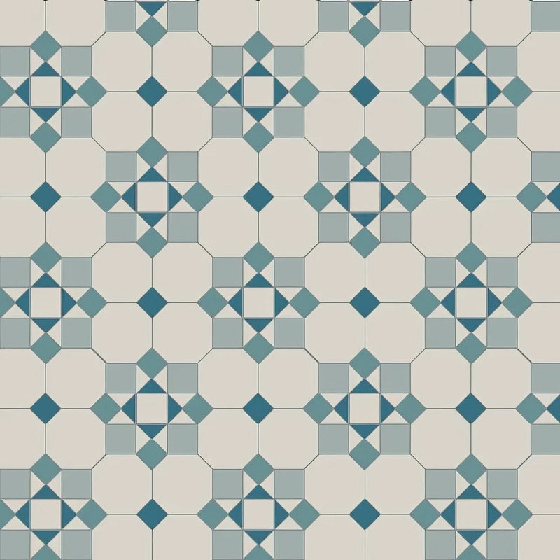 Tenby Dover White, Pugin Blue, Grey & Blue