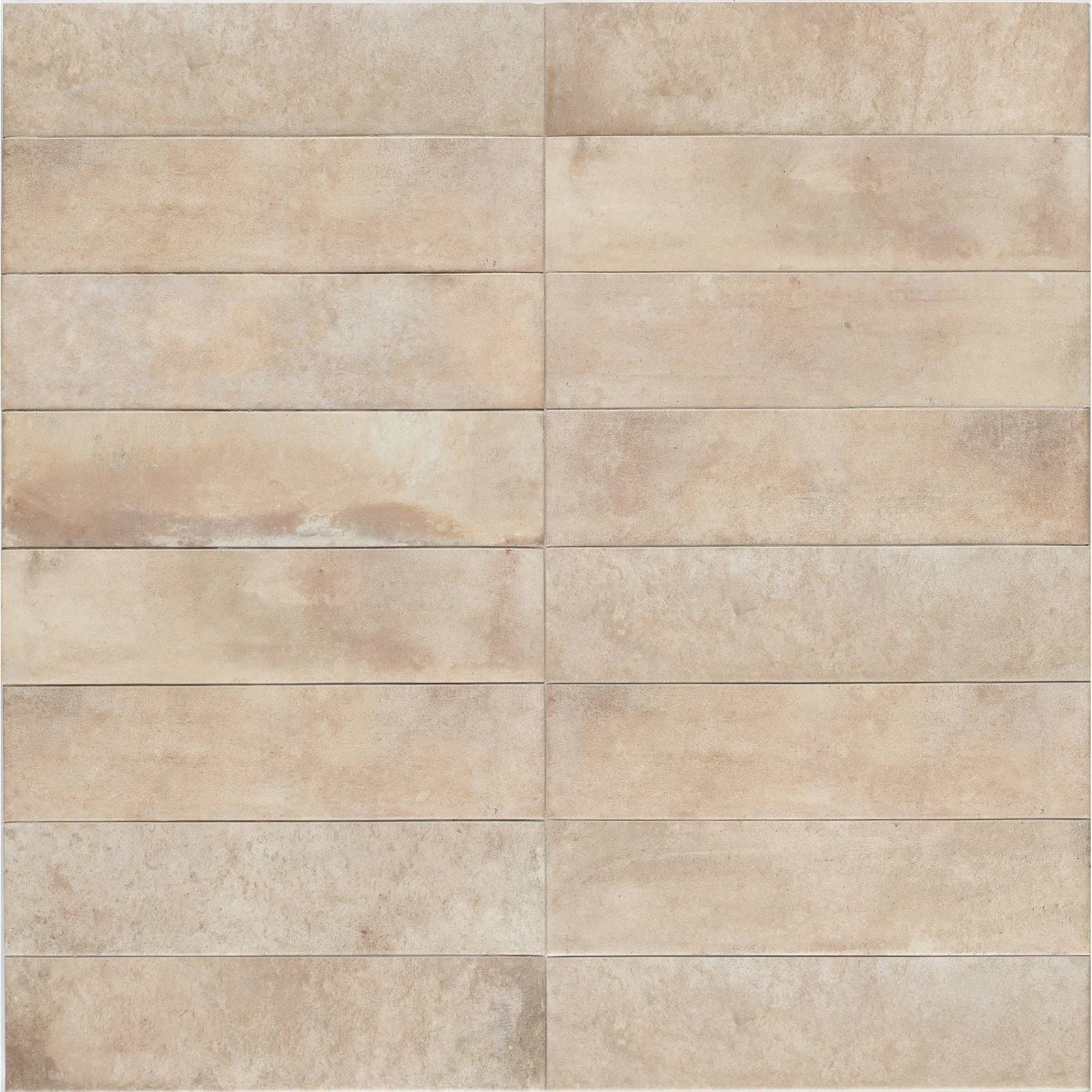 Beige terracotta ochre porcelain rectangular tiles with a subtle textured surface resembling natural stone