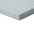 Light gray terrazzo vianelo base tile with speckled textured surface and slightly rough-edged profile