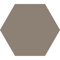 A solid taupe hexagonal tile with a smooth matte finish from the timeless hexagon taupe matt collection