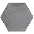 Gray hexagonal tile timeless moon grey gloss with textured concrete-like surface for modern interior use