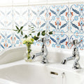 Topkapi red on helmingham chrome finished heritage bathroom faucet with ornate cross handles and classic design