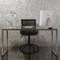 Torque Aluminium Mosaic silver woven aluminium mosaic with a silver desk lamp