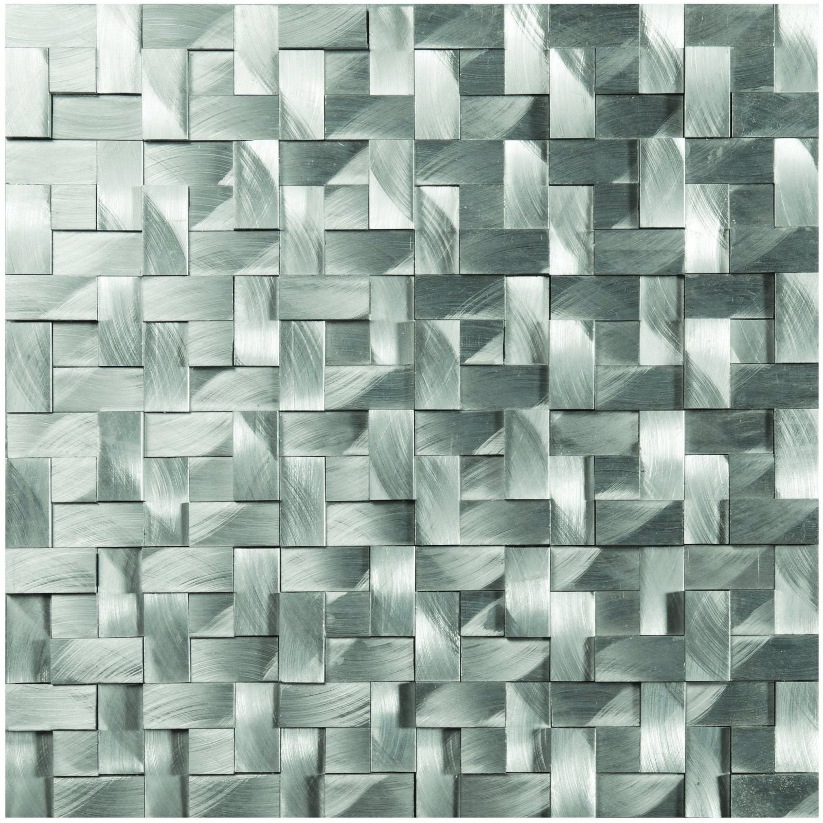 Silver metallic torque aluminium mosaic tile with woven interlocking pattern for decorative wall and floor use