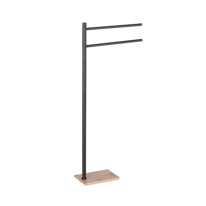 Trilly Towel Stand in Black/Bamboo - Origins Living