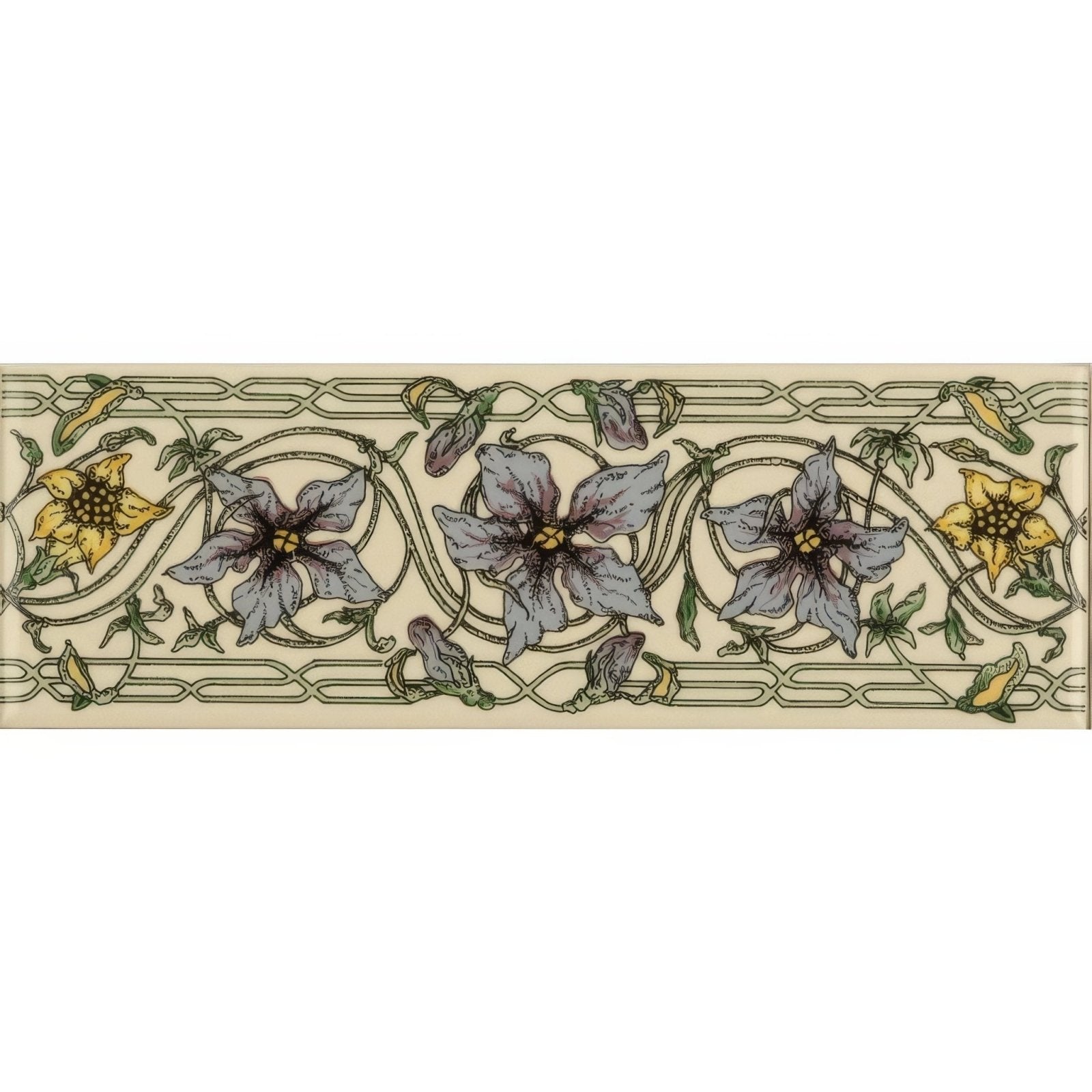 Trailing Periwinkle Blue Classical Decorative Border on County White