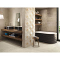 Beige and gold patterned ceramic wall tiles with diamond-shaped design in trevi 1817 cream matt finish