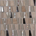 Trip asi beige mosaic tile with reflective glass and mirrored pieces in a geometric pattern for wall decoration