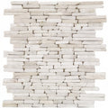 White stone mosaic tile trip kuda blanco mosaic with rustic stacked brick pattern for wall decoration