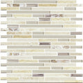 Beige and silver-toned glass mosaic tile with modern linear design from trip lluvia beige mosaic collection